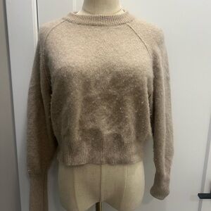 Babaton Tan Crew Neck Sweater with Raglan Sleeves